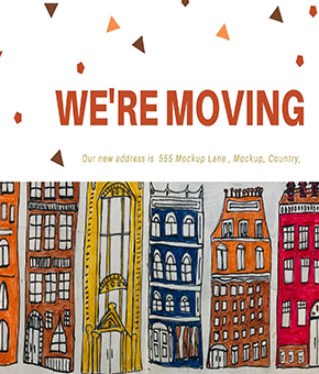 we are moving card hand illustrated customizable